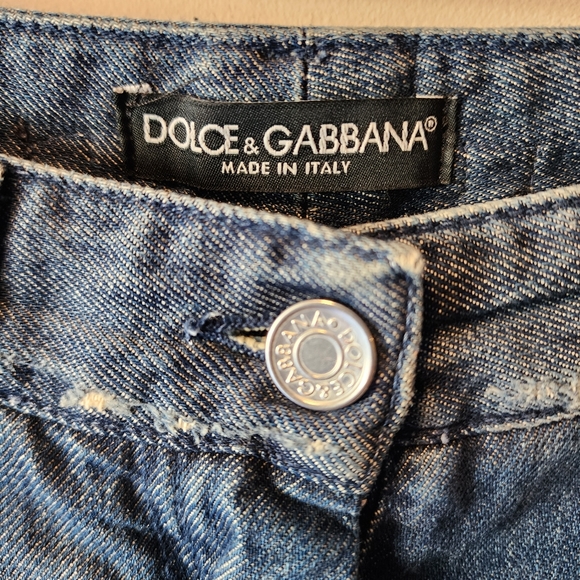Dolce & Gabbana Lace Panel Blue Jeans - Picture 3 of 10